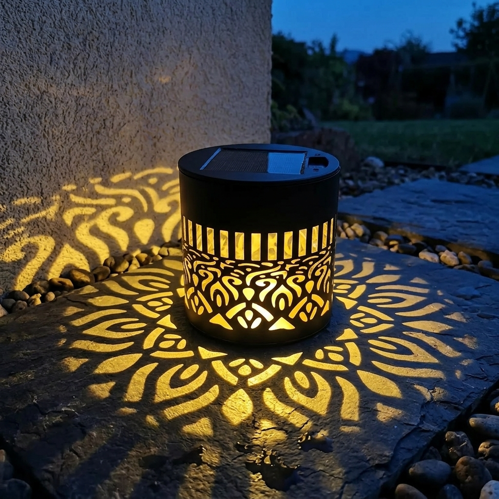 Solcellevæglampe med mandala-lysmønster
