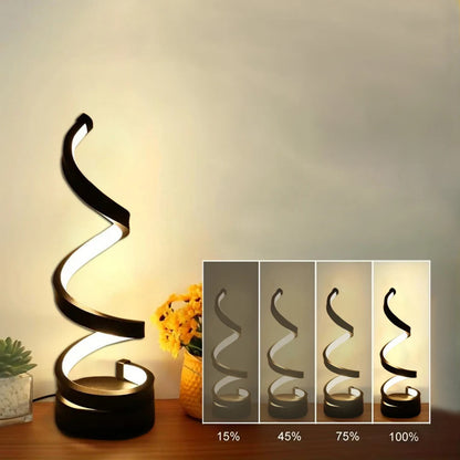 Spiralformet LED-bordlampe med 3 lysstyrker