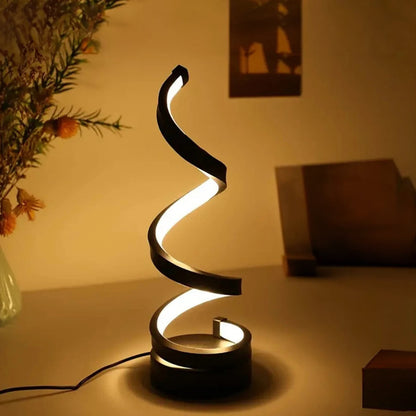 Spiralformet LED-bordlampe med 3 lysstyrker
