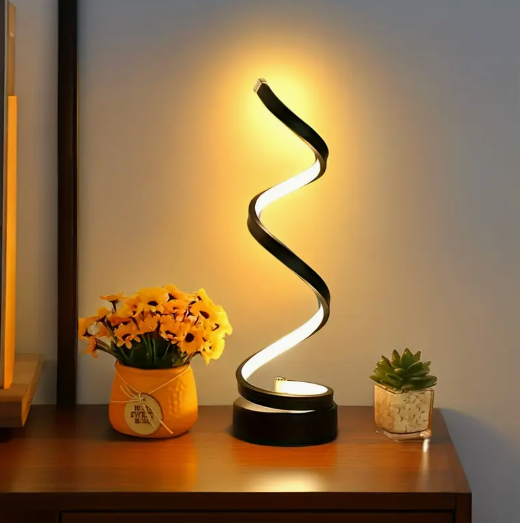 Spiralformet LED-bordlampe med 3 lysstyrker
