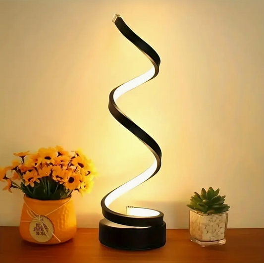 Dæmpbar spiralformet LED-bordlampe med 3 lysstyrker