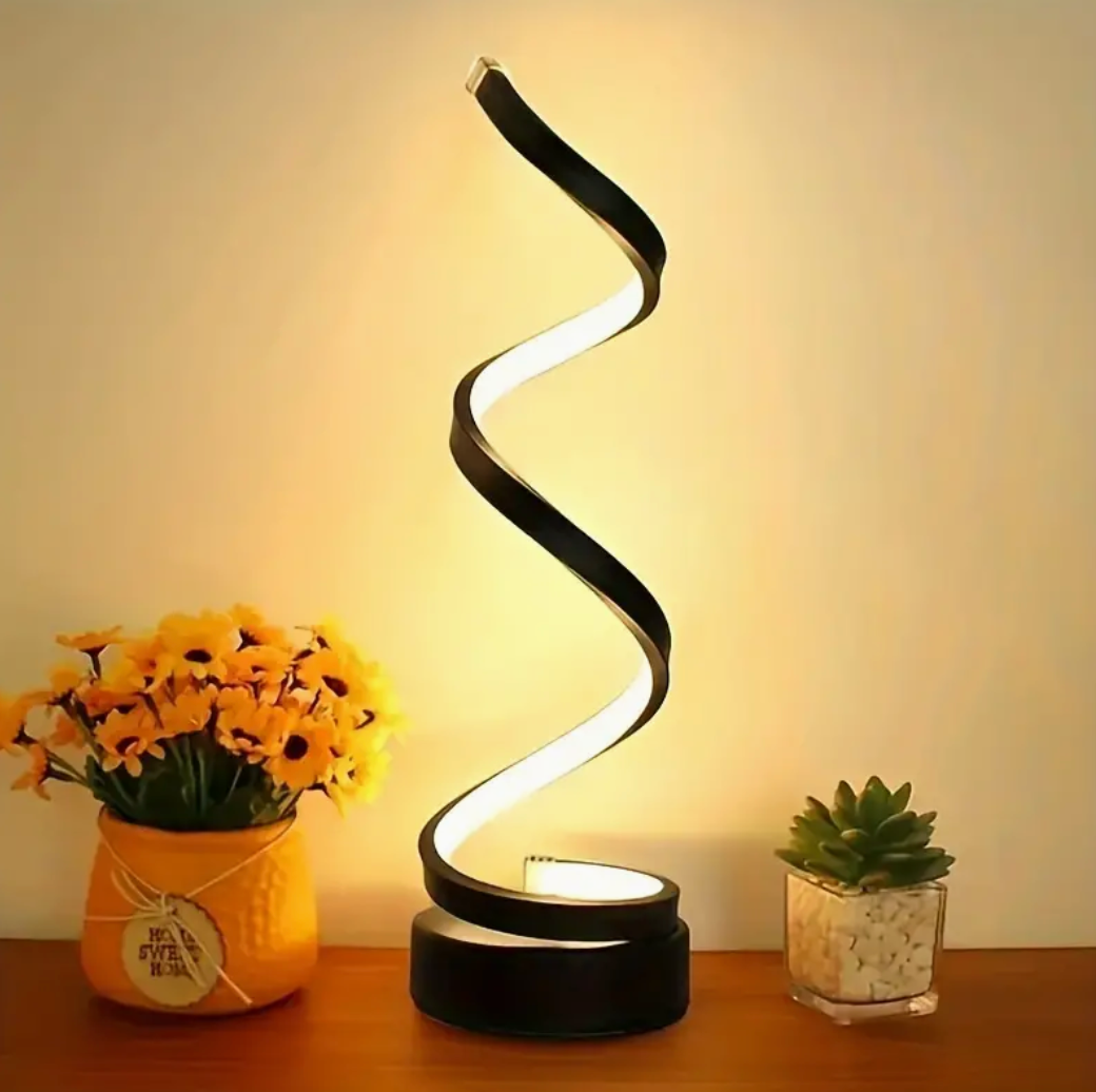 Spiralformet LED-bordlampe med 3 lysstyrker
