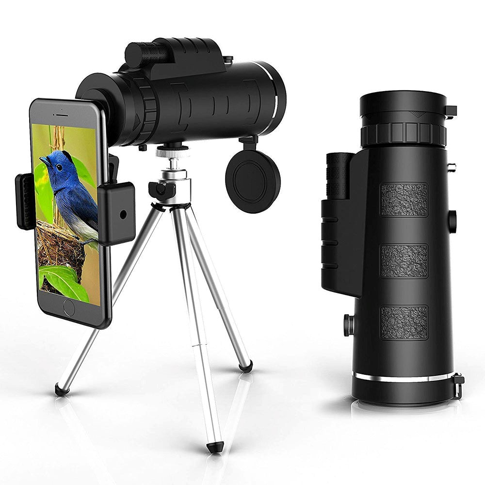 HD-monokikkert med 10× forstørrelse, mobilholder og stativ