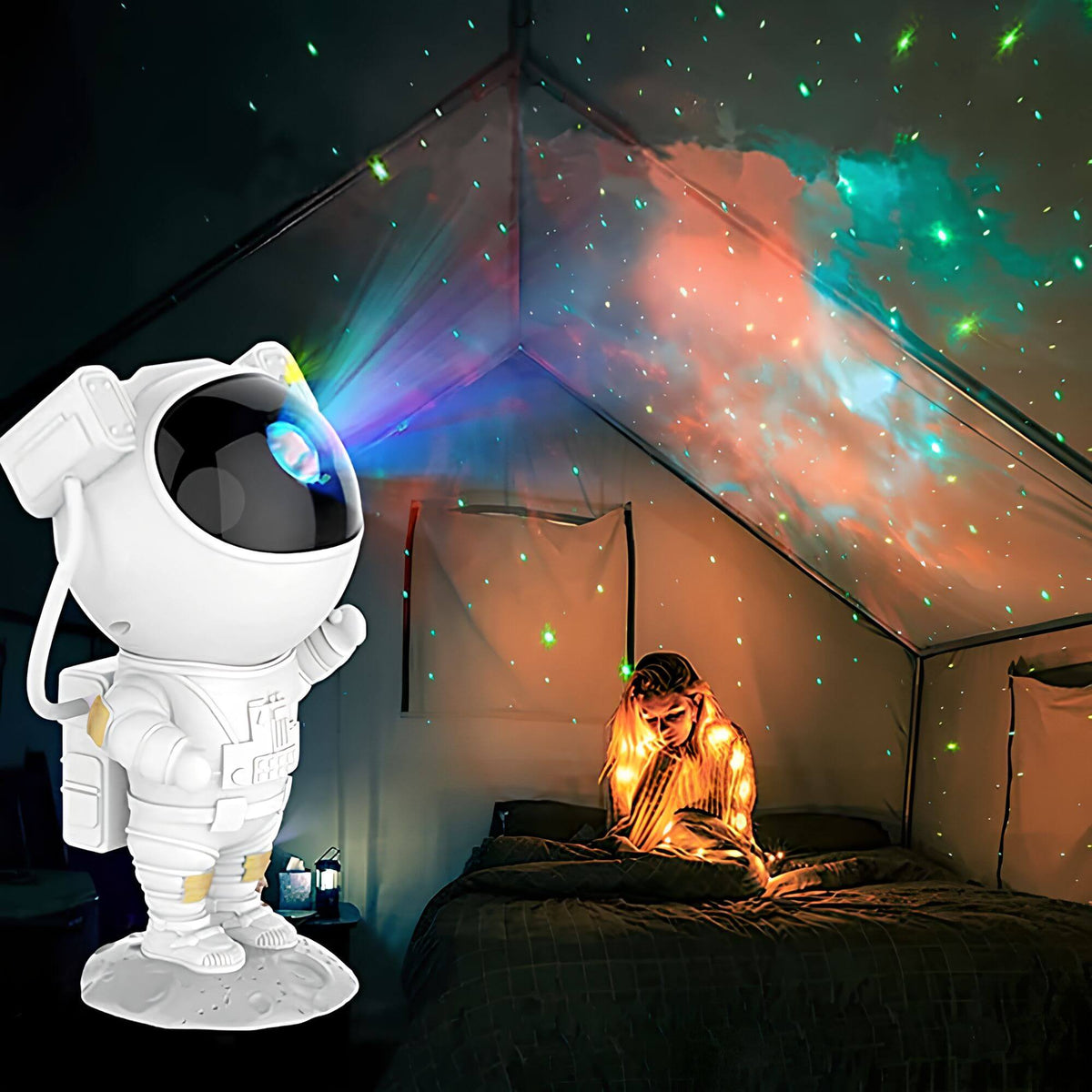 LED-stjerneprojektor med astronautfigur