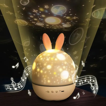 Projektornatlampe med stjerner, musik og timer