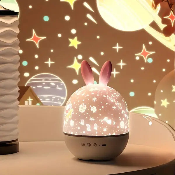 Projektornatlampe med stjerner, musik og timer