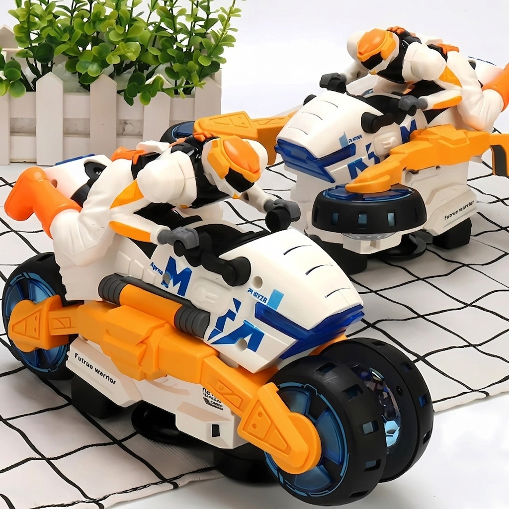 Transformerende stuntmotorcykel til børn – motorcykel og actionfigur
