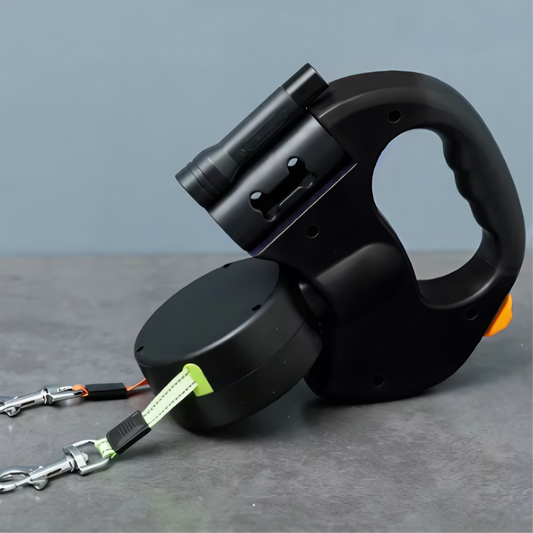 Dobbelt Hundesnor med 360° Drejeled og LED