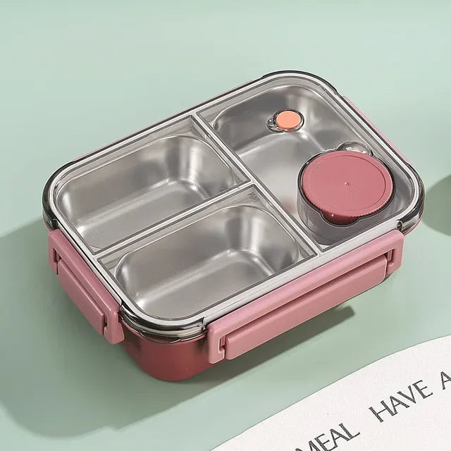 Madtermos i rustfrit stål med flere rum og tæt kliklåg