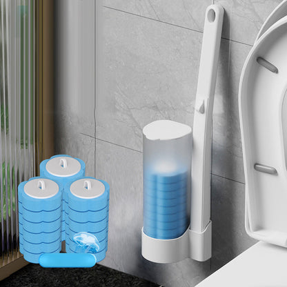 Toiletbørste med udskiftelige svampehoveder