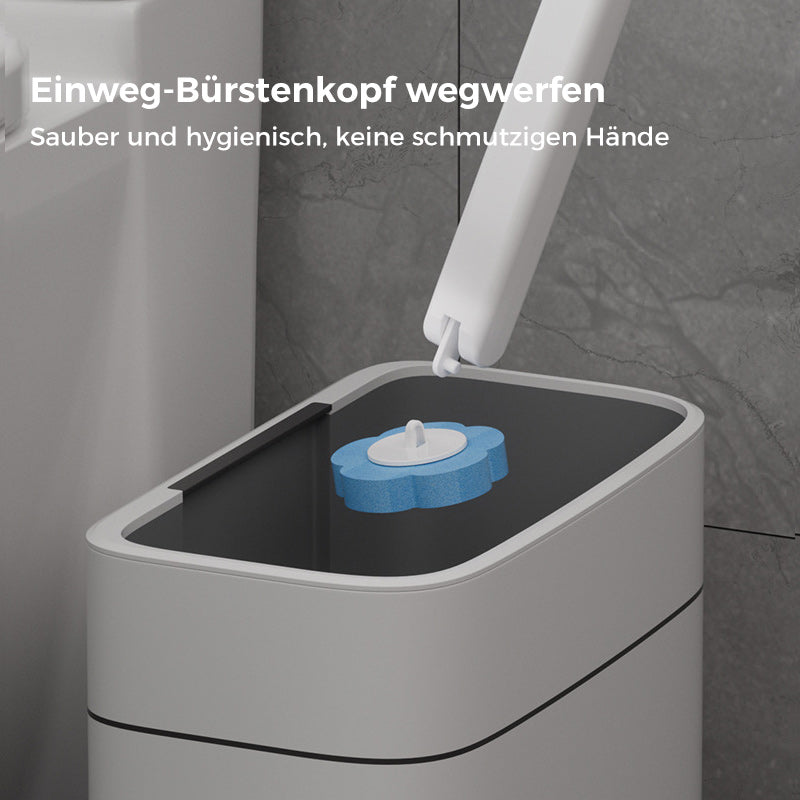 Toiletbørste med udskiftelige svampehoveder
