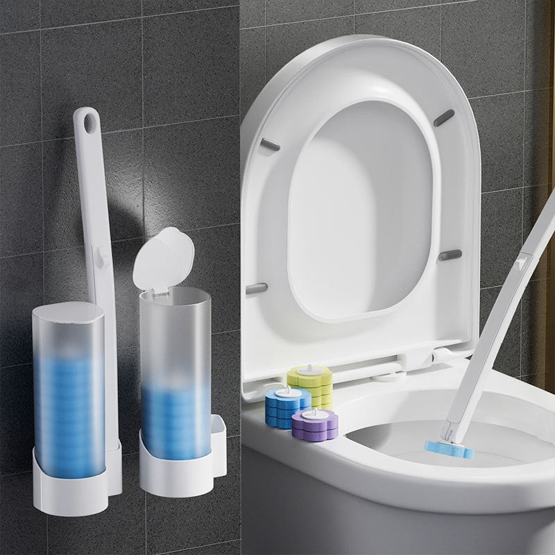 Toiletbørste med udskiftelige svampehoveder