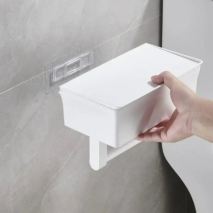 Vægmonteret toiletpapirholder med hylde – uden boring