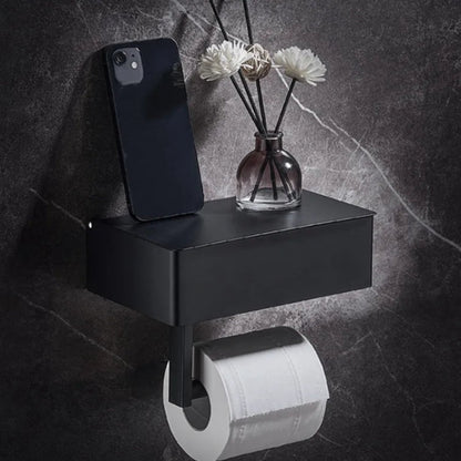 Vægmonteret toiletpapirholder med hylde – uden boring