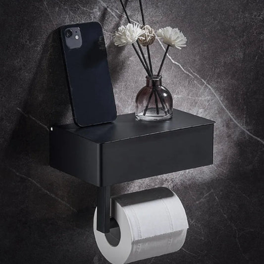 Vægmonteret toiletpapirholder med hylde – uden boring