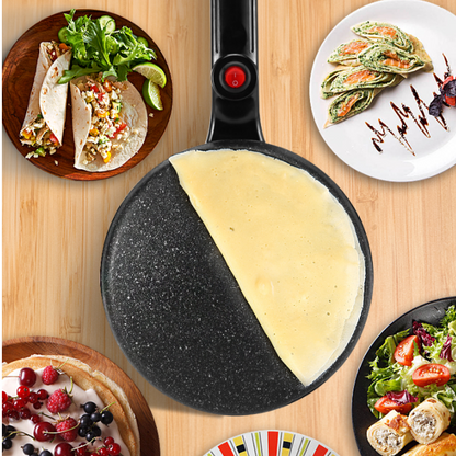 Elektrisk crêpe- og pandekagemaskine med slip-let-belægning