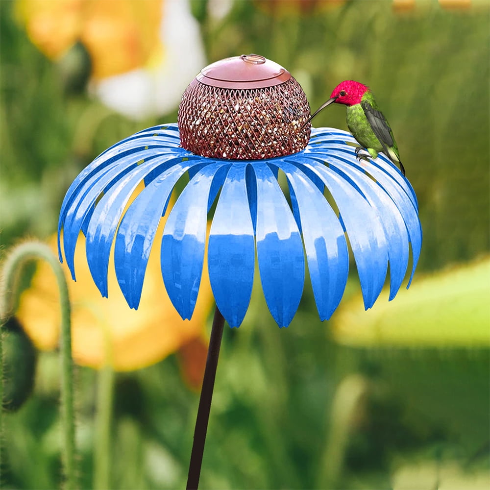 Vejrbestandig fuglefoderautomat i blomsterdesign