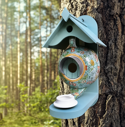Håndmalet UV-bestandigt fuglehus i tekandedesign