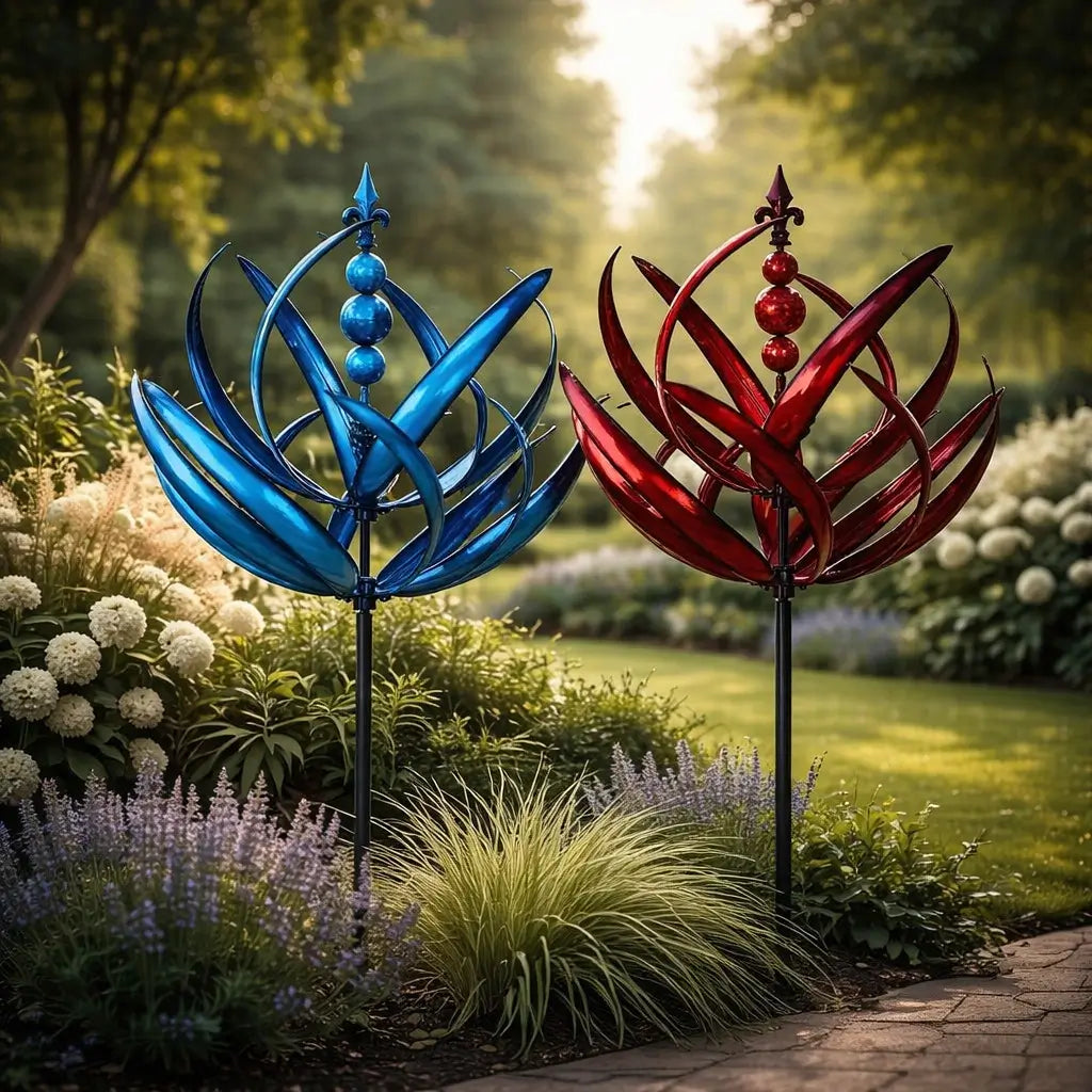 Rustbestandigt vindspil i metal med lotusdesign