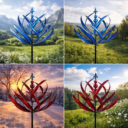 Rustbestandigt vindspil i metal med lotusdesign