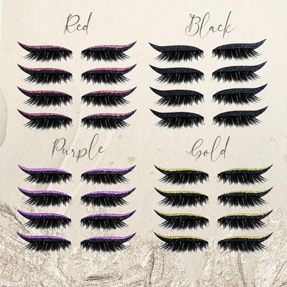 Genanvendelige glitter-eyeliner- og vippeklistermærker – 2 stk.