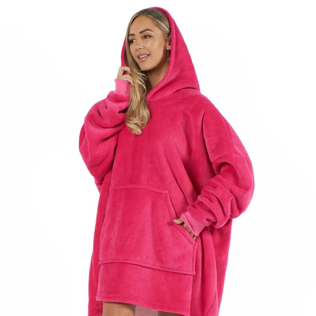 Oversized hoodie-tæppe med blødt sherpa-for – produktbillede 17