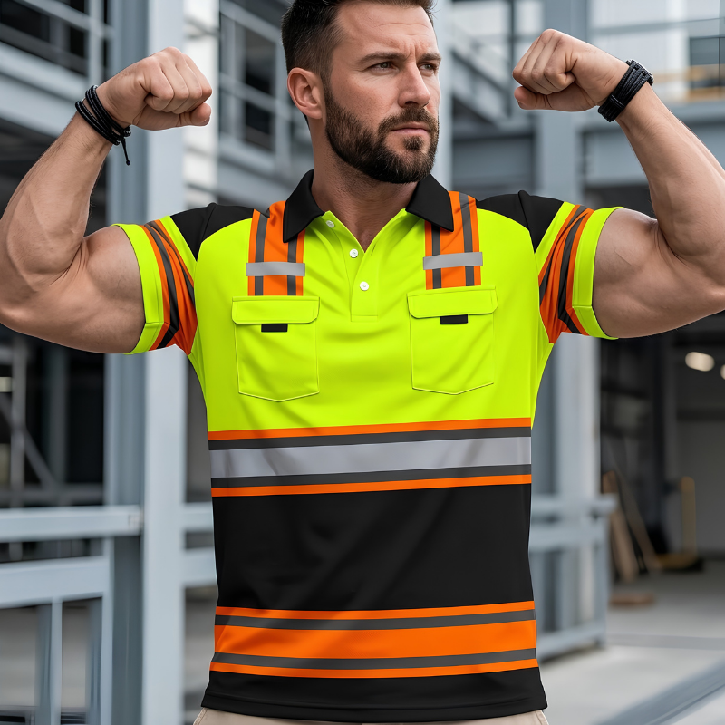 Reflekterende poloshirt i polyester til udendørs aktiviteter – billede 3