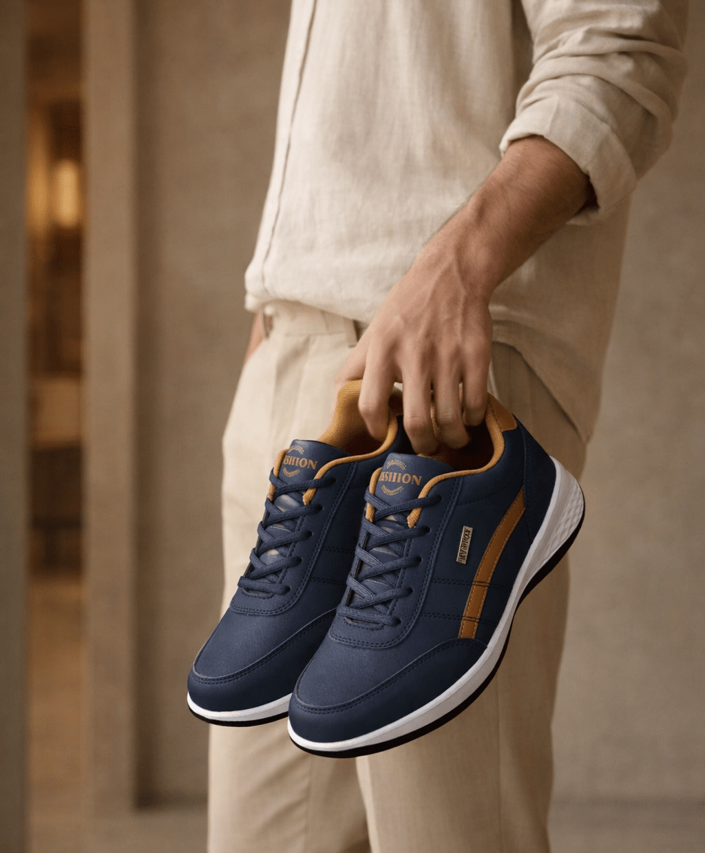 Casual sneakers i vegansk læder til mænd