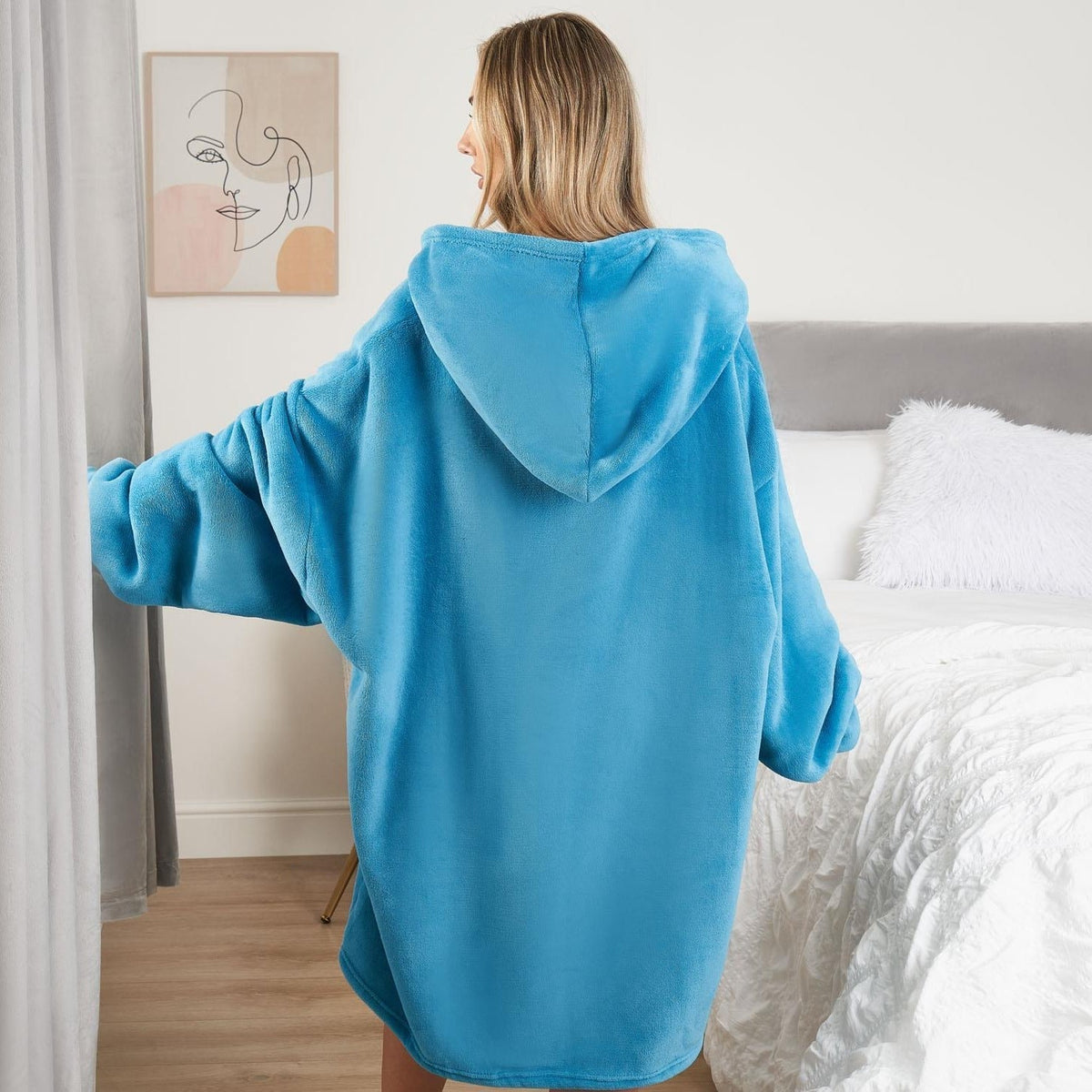 Oversized hoodie-tæppe med blødt sherpa-for – produktbillede 5