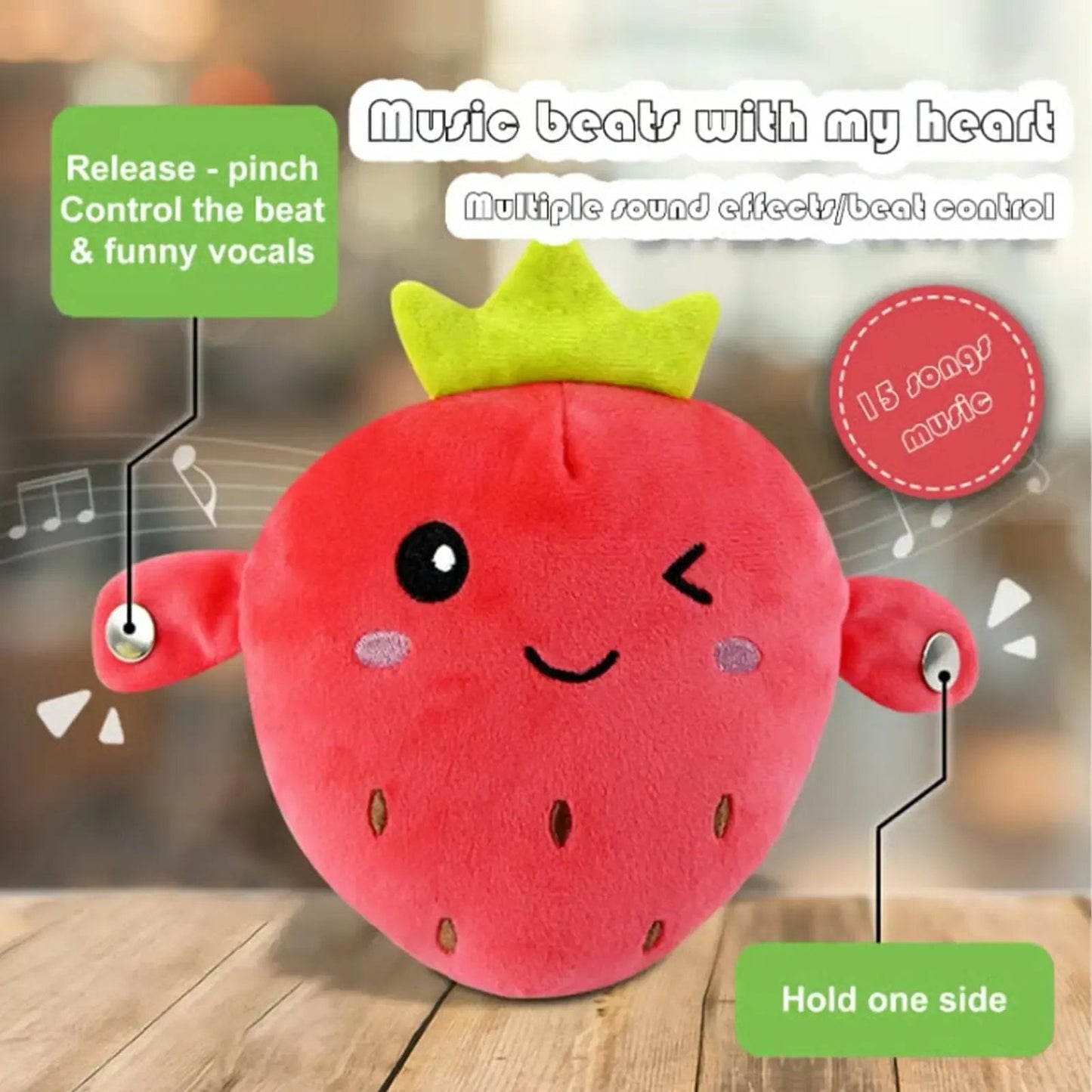 Interaktiv musik-bamse med frugtdesign
