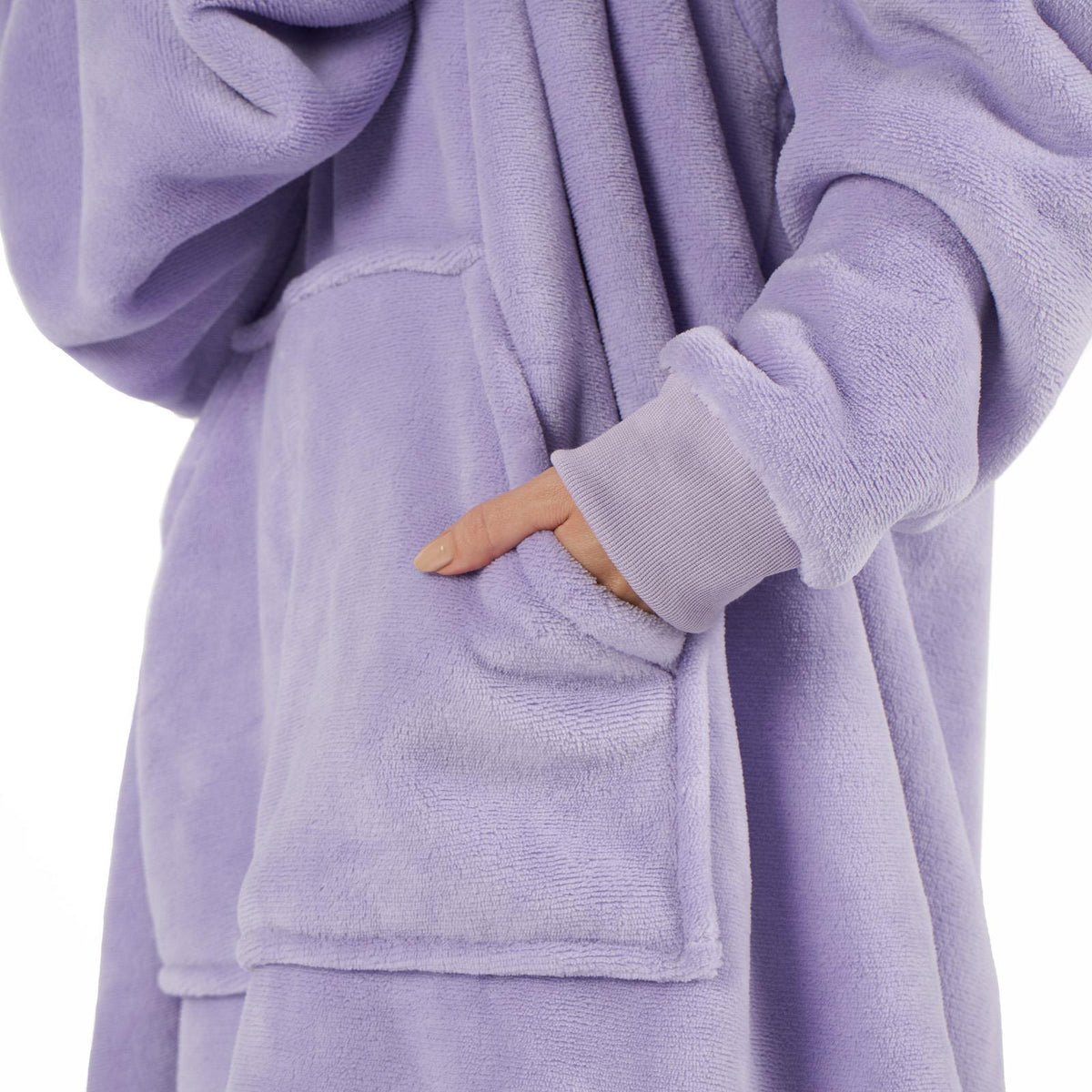 Oversized hoodie-tæppe med blødt sherpa-for – produktbillede 29