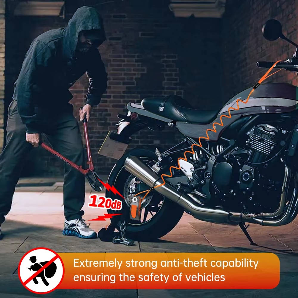 Skivebremselås til motorcykel med alarm