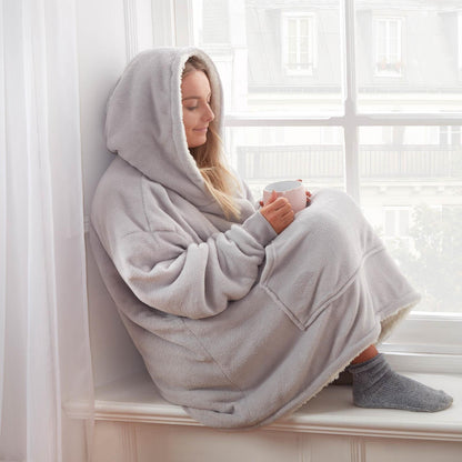 Oversized hoodie-tæppe med blødt sherpa-for – produktbillede 26