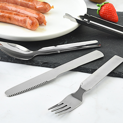 Foldbart 4-i-1 campingbestik i rustfrit stål – produktbillede 3