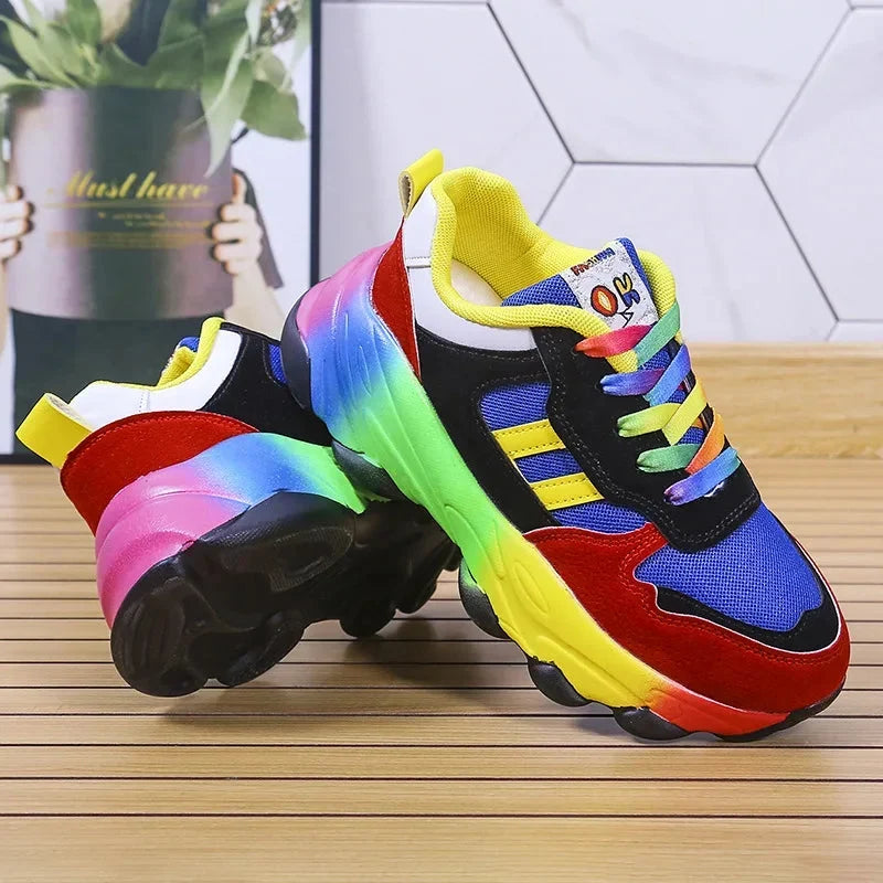 Farverige sneakers med polstret sål