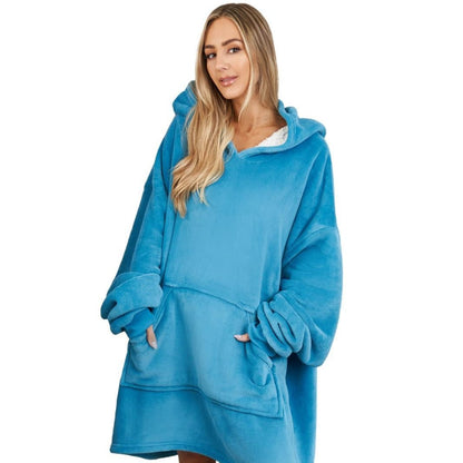 Oversized hoodie-tæppe med blødt sherpa-for – produktbillede 4