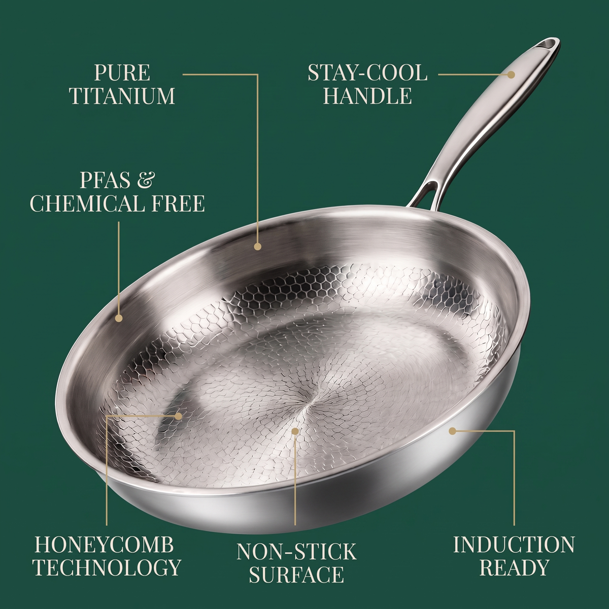 Håndhamret stegepande i titanium – 28 cm