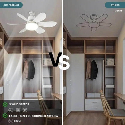 Loftsventilator med LED-lys og Fjernbetjening