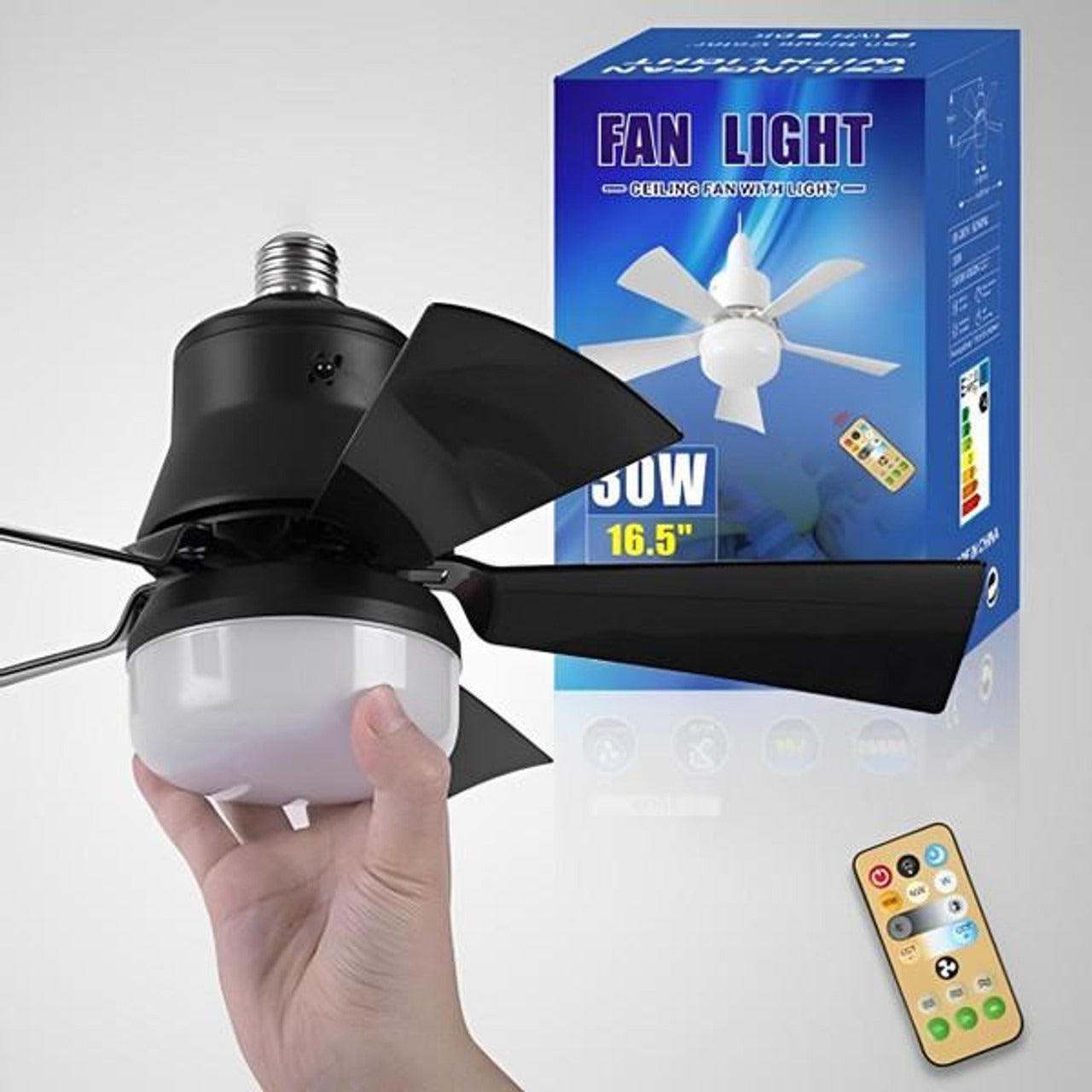 Loftsventilator med LED-lys og Fjernbetjening