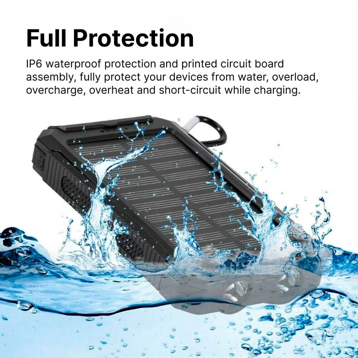 Vandtæt solcelle-powerbank
