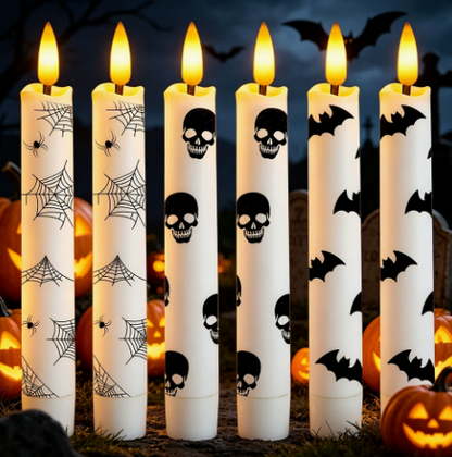 Halloween LED-lys uden flamme med fjernbetjening – 6 stk. – billede 5