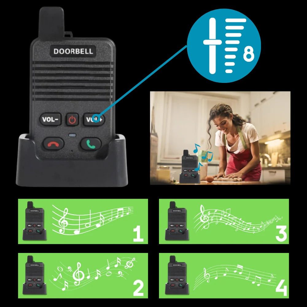 Trådløs dørtelefon med intercom-funktion