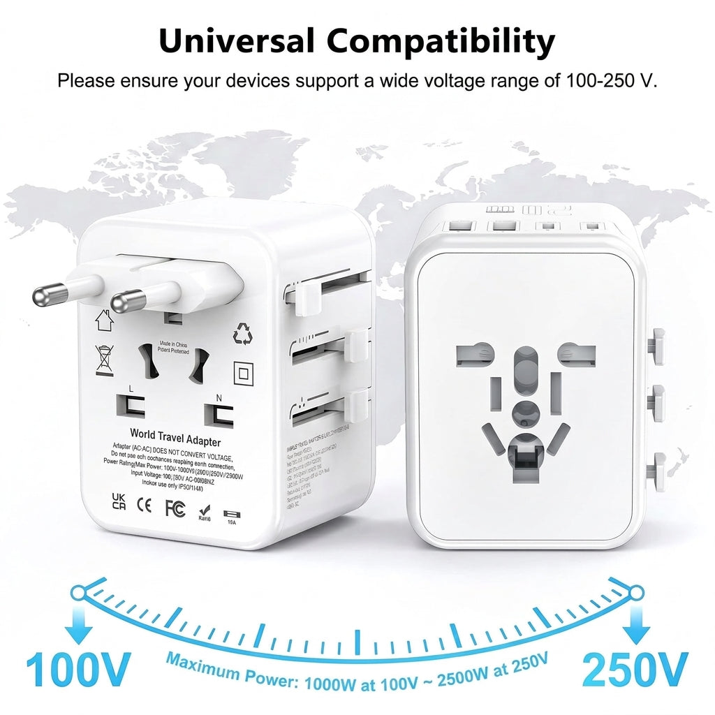 Universal rejseadapter 20 W med USB- og USB-C-porte