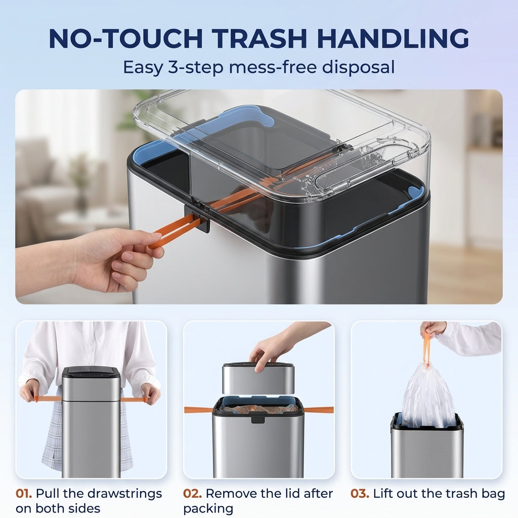 Sensorstyret affaldsspand i rustfrit stål