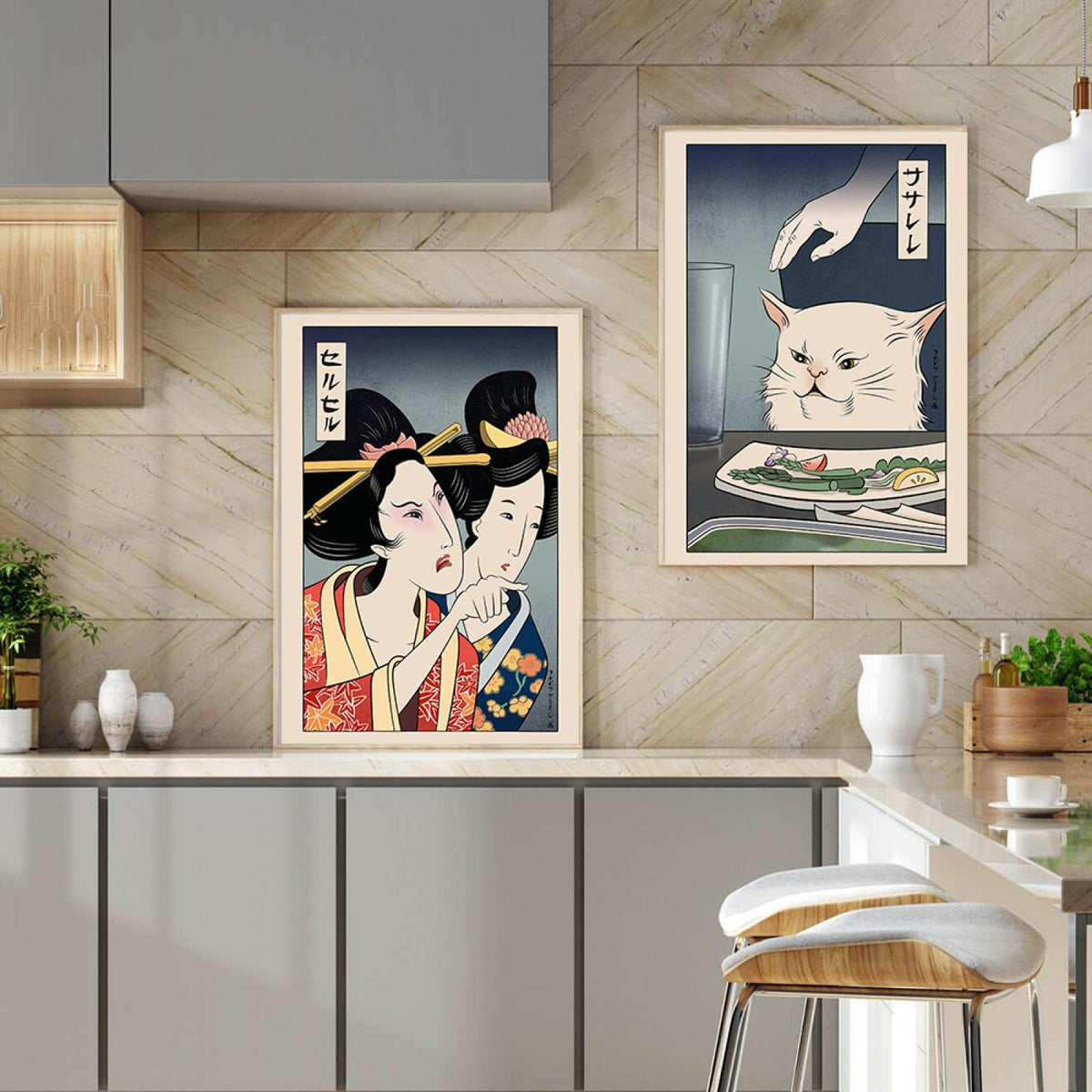 Lærredsplakat med japansk illustrationsmotiv – uden ramme
