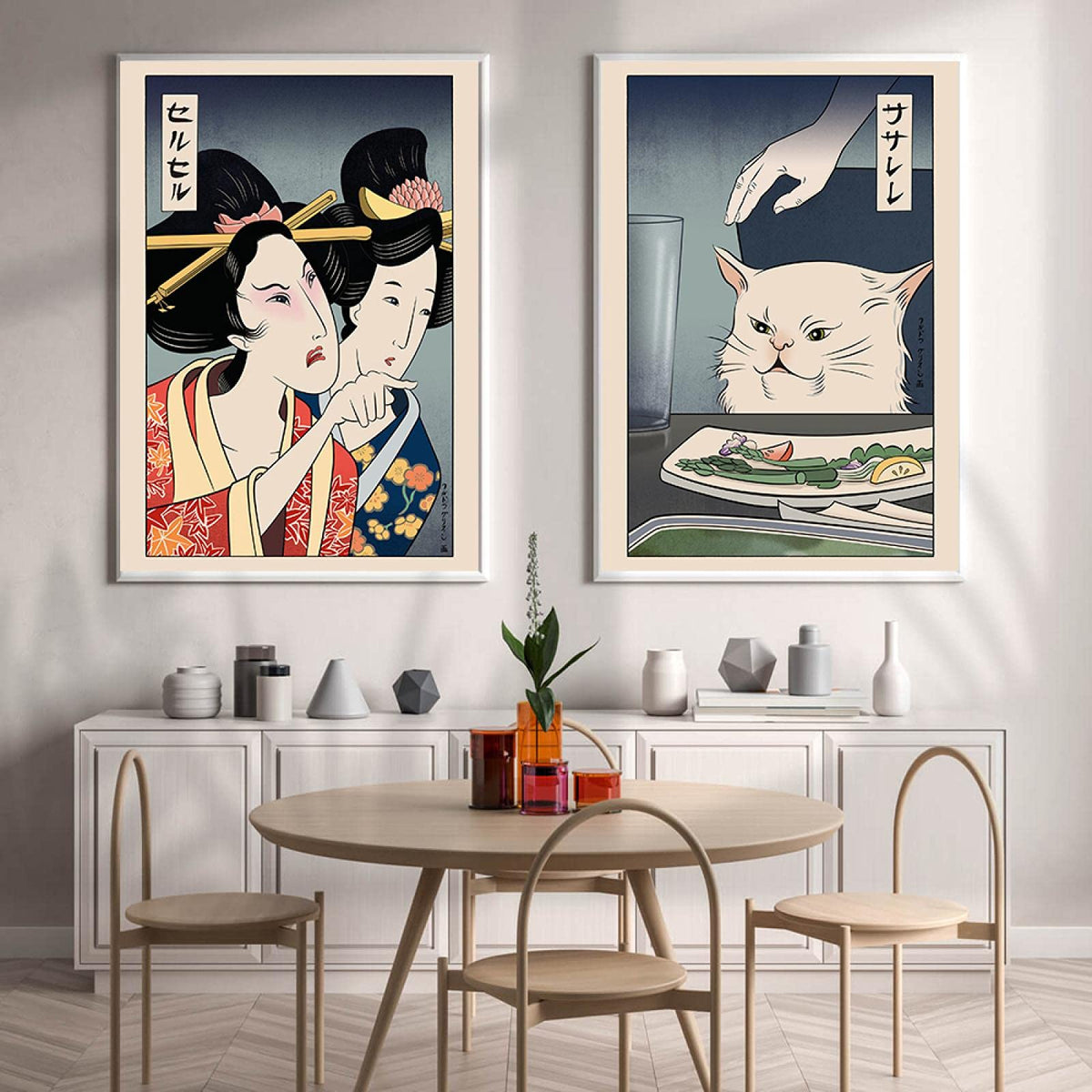 Lærredsplakat med japansk illustrationsmotiv – uden ramme