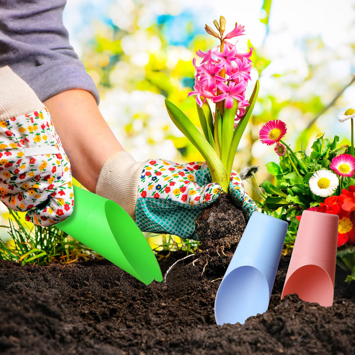 Små planteskovle i plast til bonsai og sukkulenter