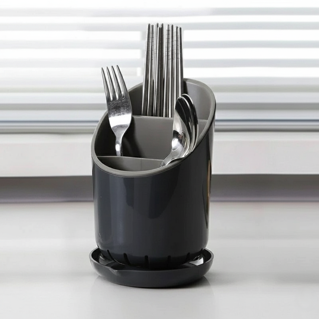 Rund bestikholder med drypbakke