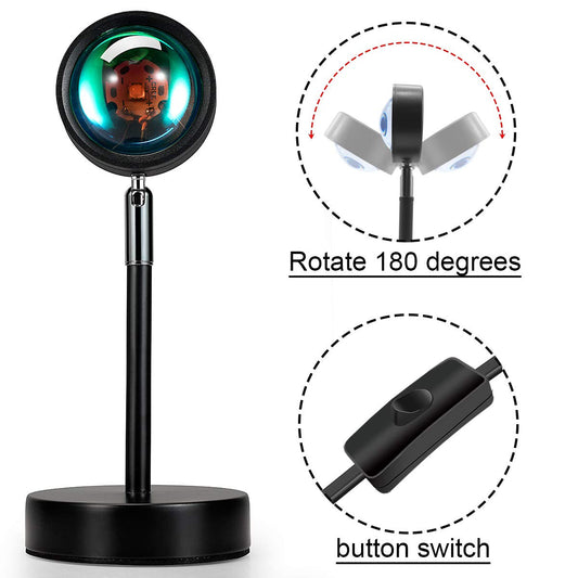 USB-lampe med solnedgangseffekt og 180° drejning