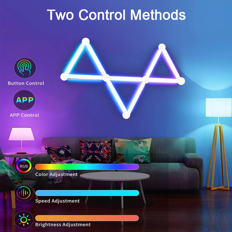 Modulære RGB-væglys med lyd- og stemmestyring – 6 paneler